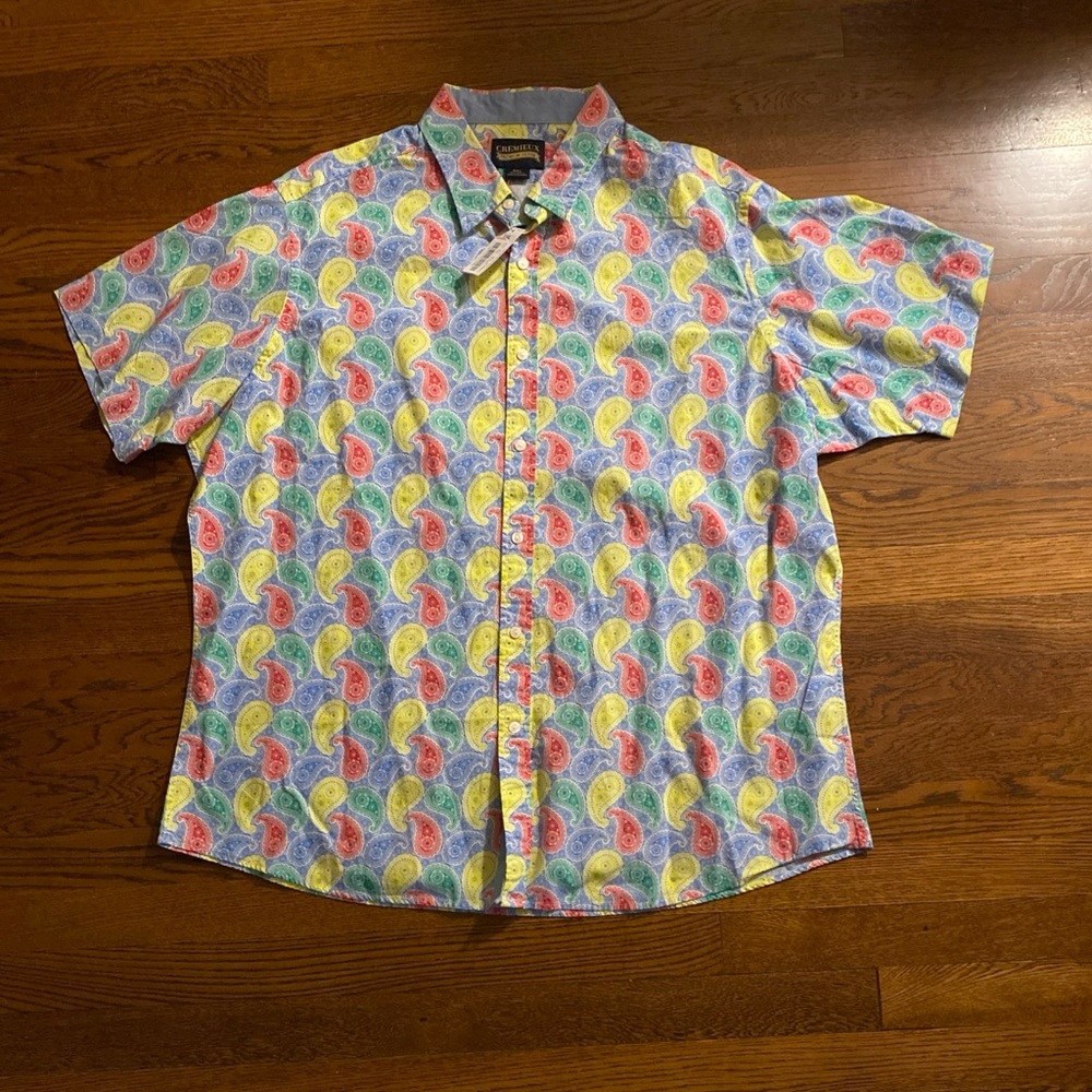 NWT Cremieux Multicolor Paisley Men's Short Sleeve Shirt Size 2XLarge
